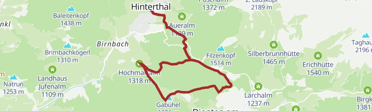 Route map: Alm- und Hüttenwanderung Hinterthal